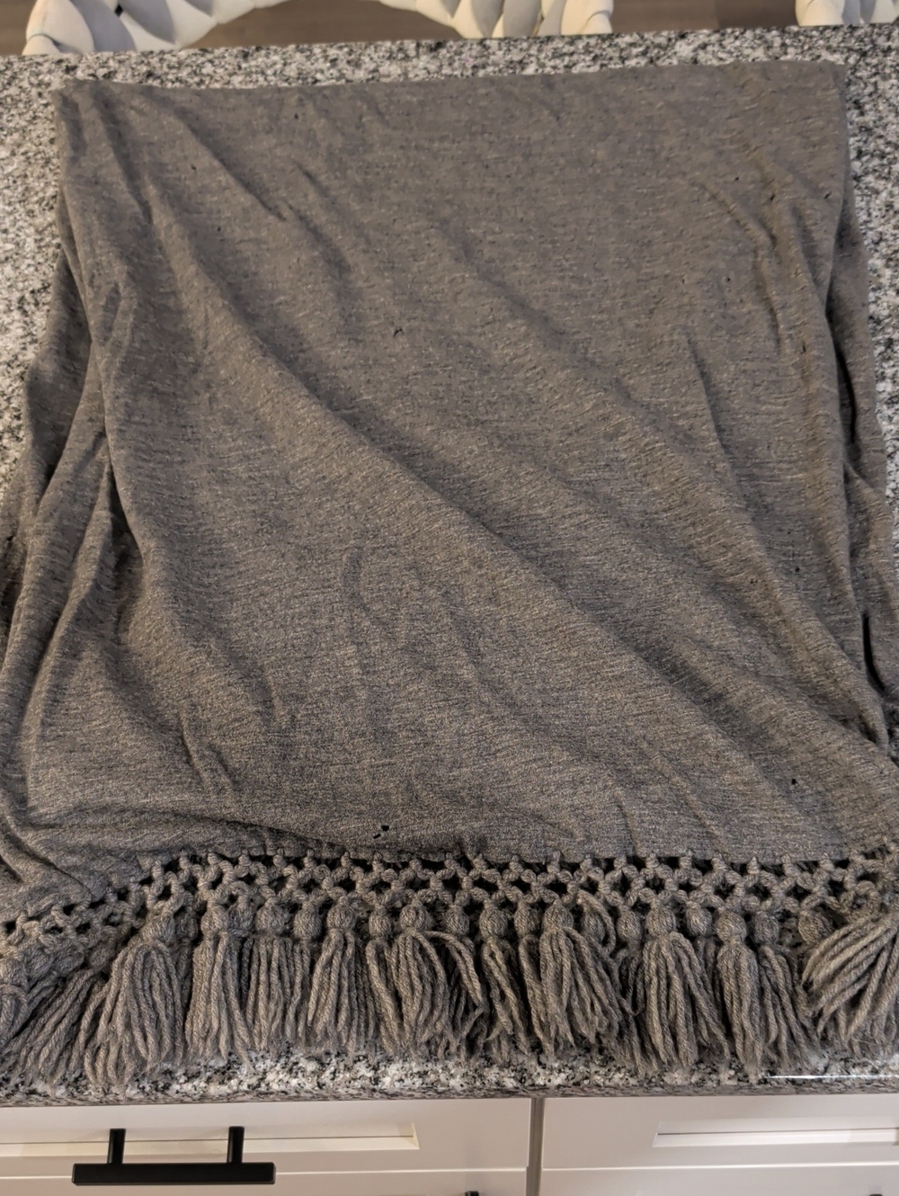Saks Fifth Avenue Gray Knit Womens Wrap with Black Logo Patch